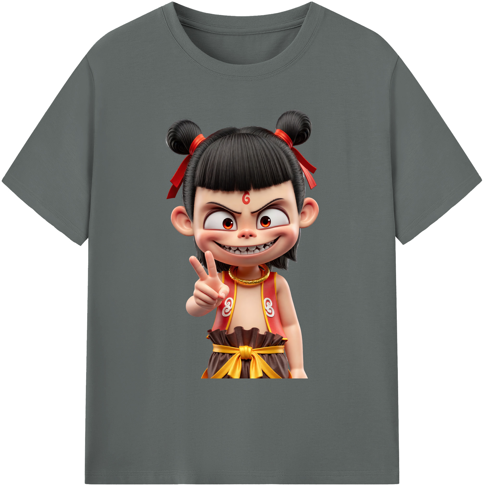 （画像用） Ne Zha 2 ナタ 魔童の大暴れ 綿100％ メンズ半袖Tシャツ｜肌触りやわらか＆通気性